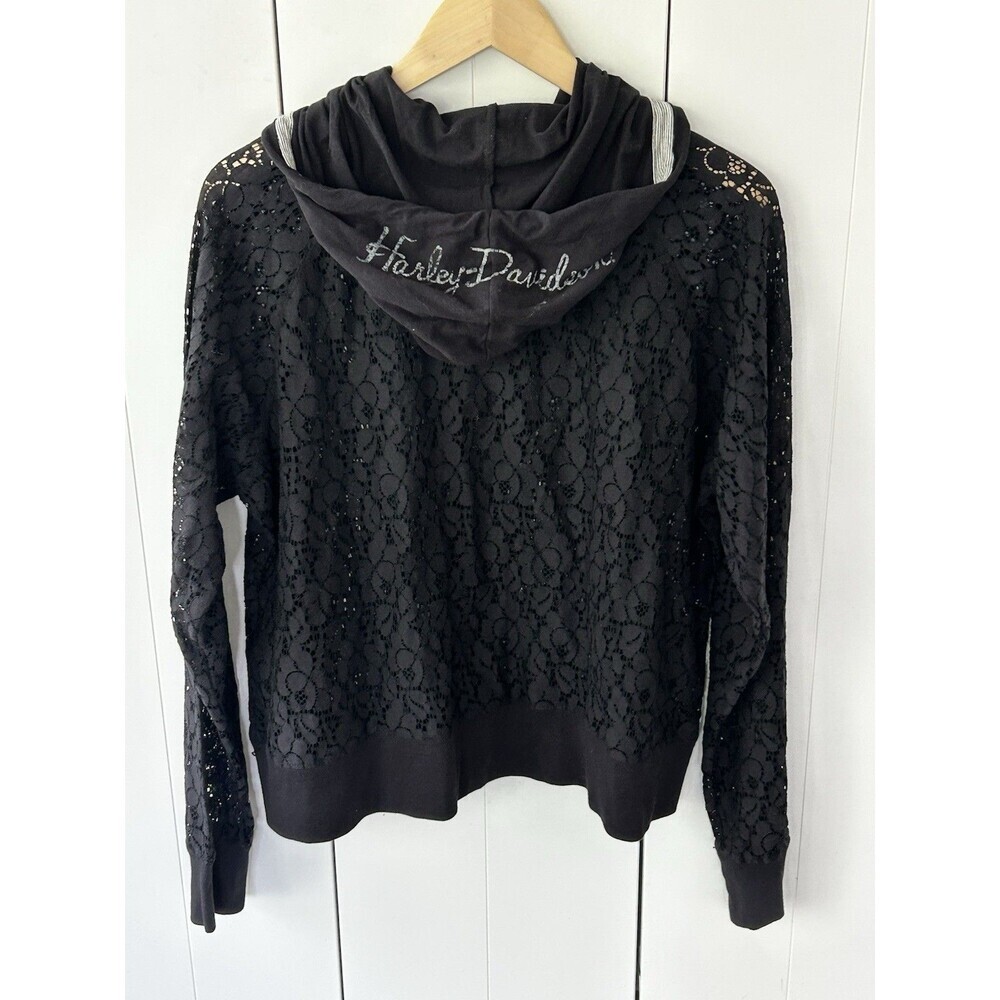 Harley Davidson Lace Hoodie Full Zip Jacket Women's Size 1W 18 20 Black - Picture 9 of 10